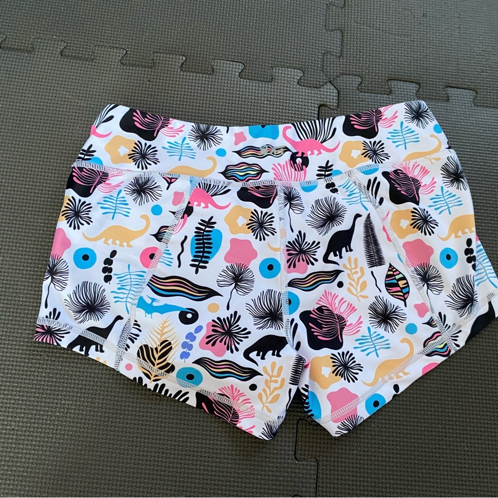 Colorful Dinosaur Print Women's Athletic Shorts